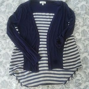 Women's striped hi lo cardigan